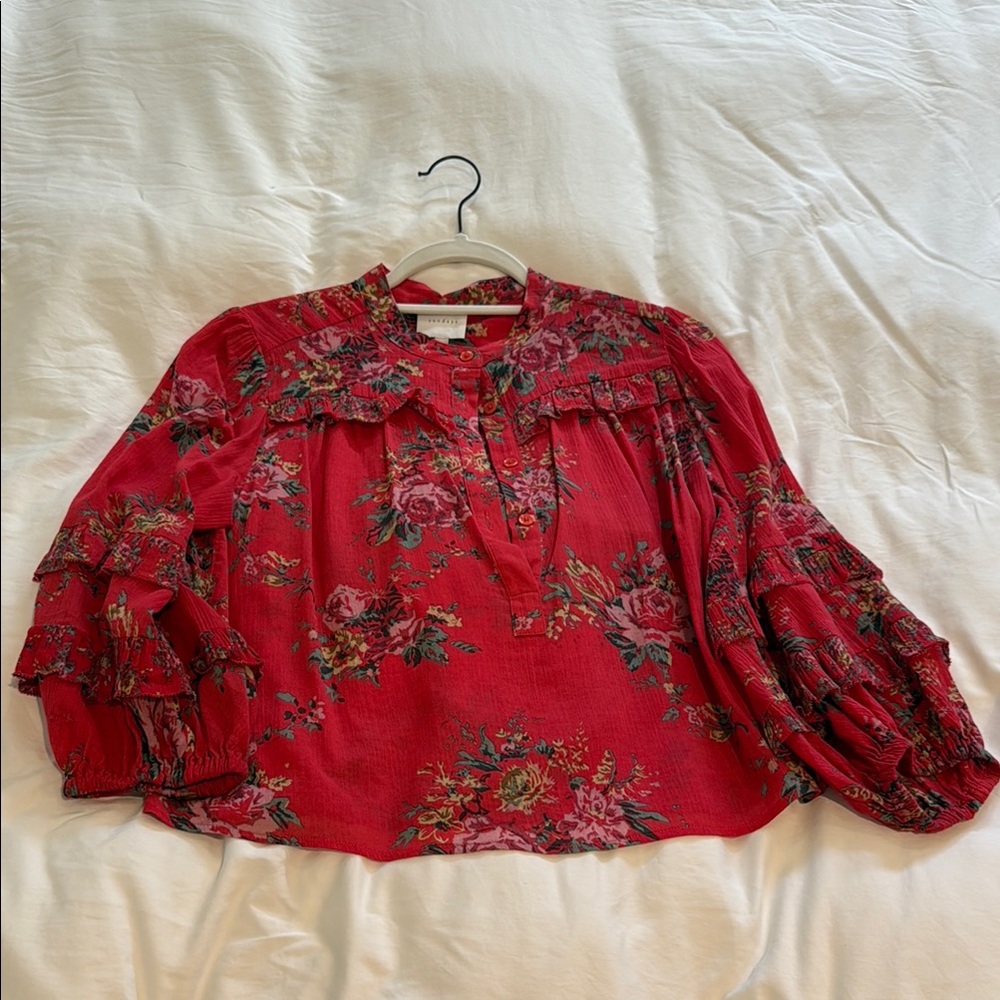 Floral Red Women's Top